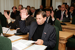 Deputies at work at the Duma session
